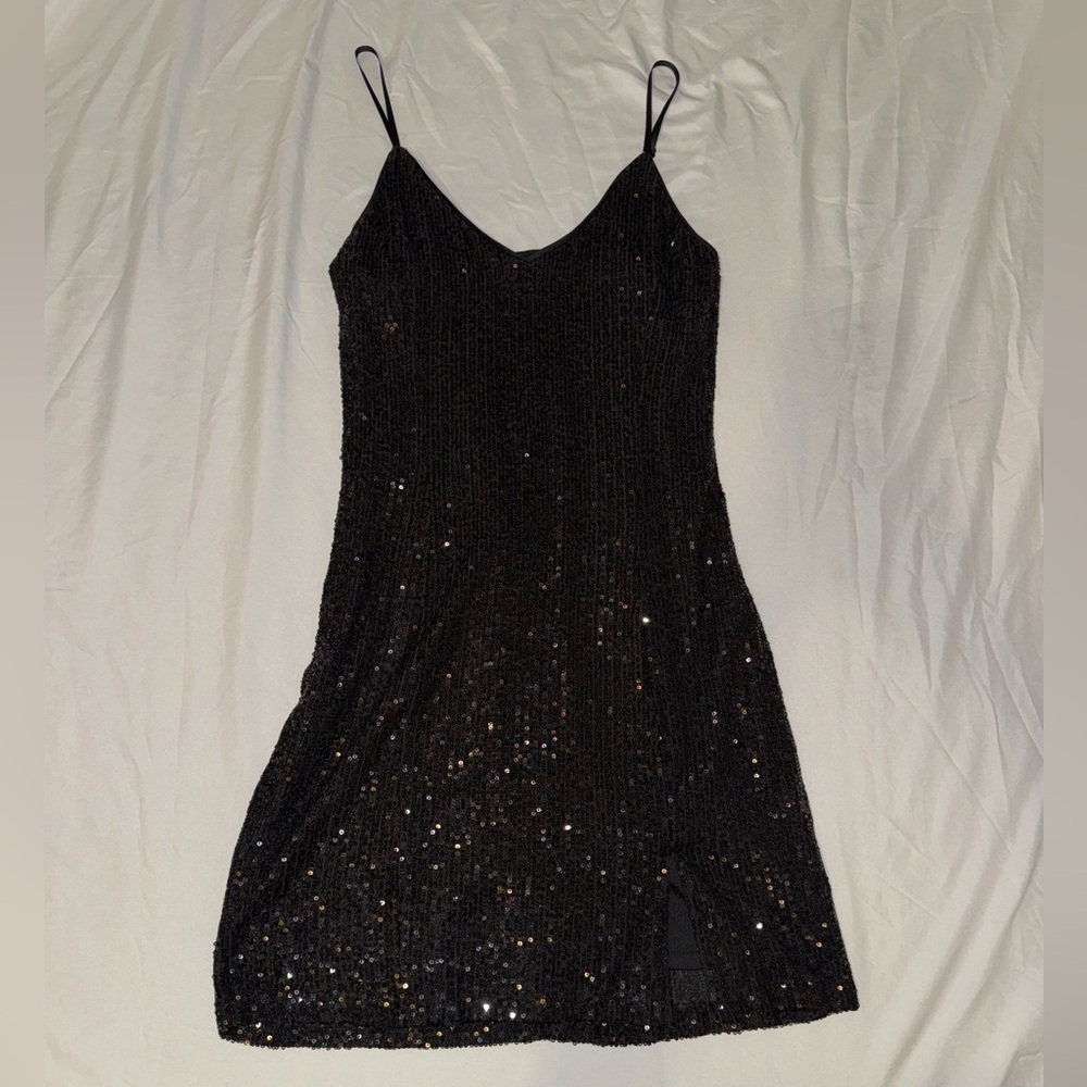 Black Sequin Mini Dress
